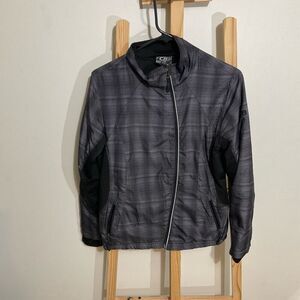 CB sports women’s jacket size medium, black purple,thumb holes, full zip ￼